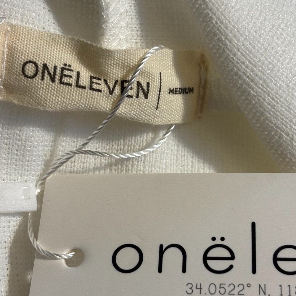 Oneleven Cream Ribbed Hoodie & Wide-Leg Lounge Pant Set Size Medium NWT - Picture 4 of 5